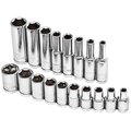 Powerbuilt Powerbuilt 941536 Powerbuilt 941536 0.25 in. Drive SAE Socket Set 6 Point. Deep & Standard - 18 Piece 941536